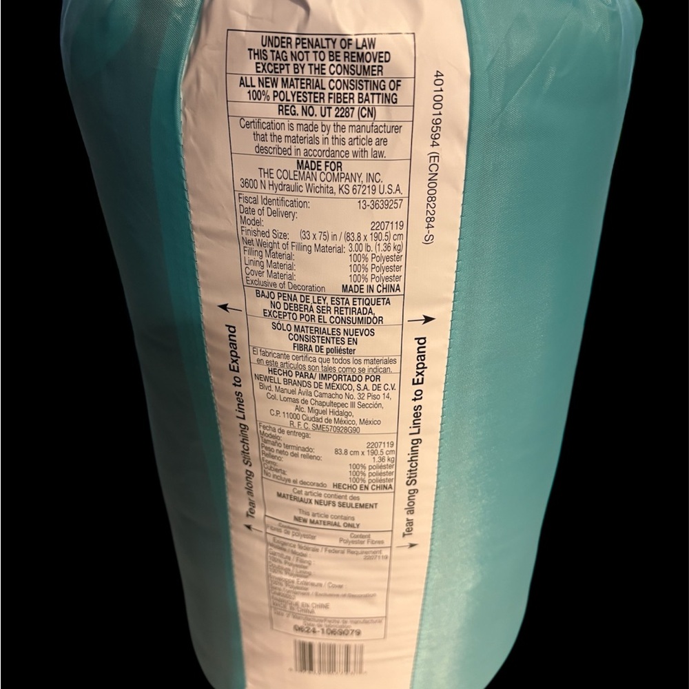 Coleman Flatlands EcoTherm Sleeping Bag in Teal - Picture 4 of 6